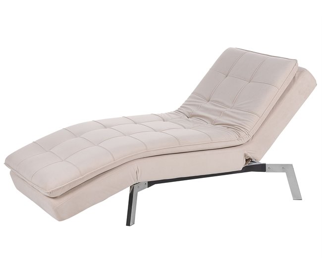Beliani Chaise longue Terciopelo LOIRET Bege