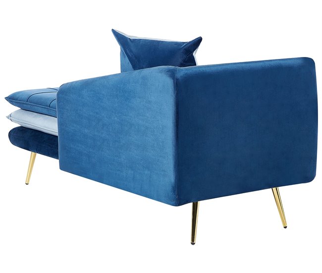 Beliani Chaise longue izquierdo Terciopelo GONESSE Azul Marino
