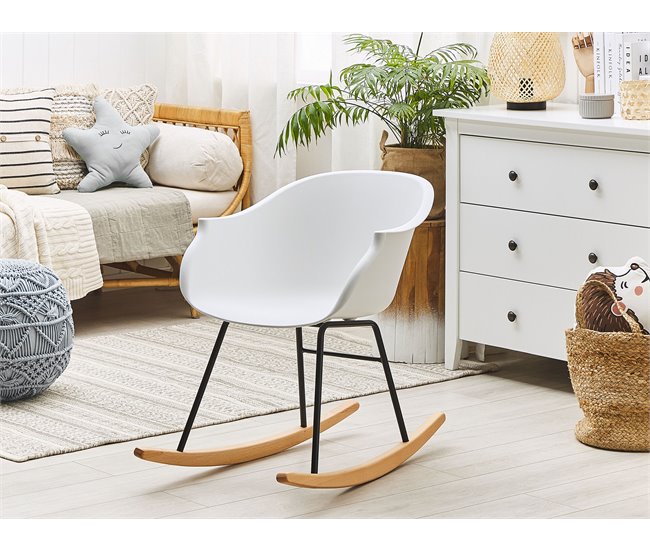 Beliani Cadeira de baloiço HARMONY Branco