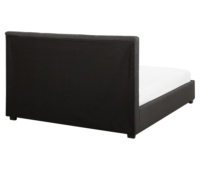 Beliani Cama com armazenamento Poliéster ROCHELLE 173x213 Cinza Escuro