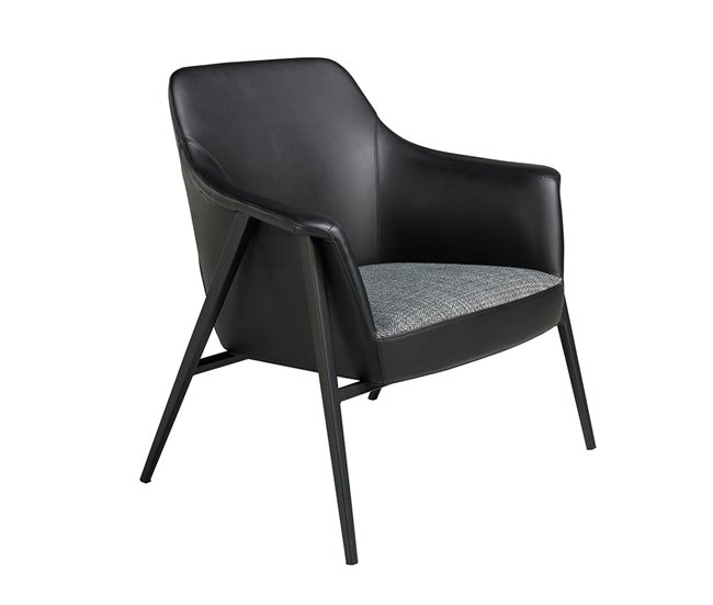 ANGEL CERDA Poltrona giratório em tecido cinzento e couro ecológico preto Cinza