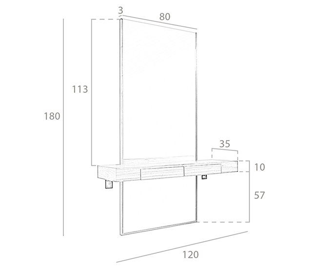 ANGEL CERDA Espelho de parede retangular nogueira Nogal