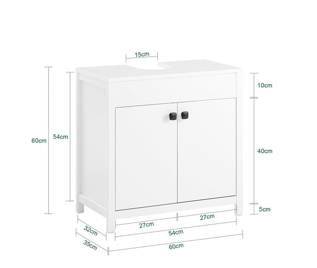 Armário debaixo do lavatório Armário de banho SoBuy PT 60 Branco