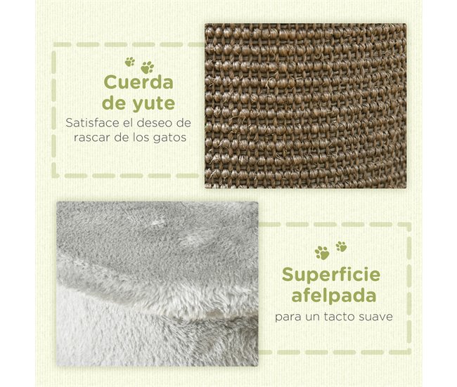 Arranhador para Gatos Aglomerado, Peluche e Sisal PawHut Cinza