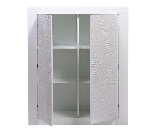 Aparador alto DUNE 2 portas com led branco brilhante Branco Brillo