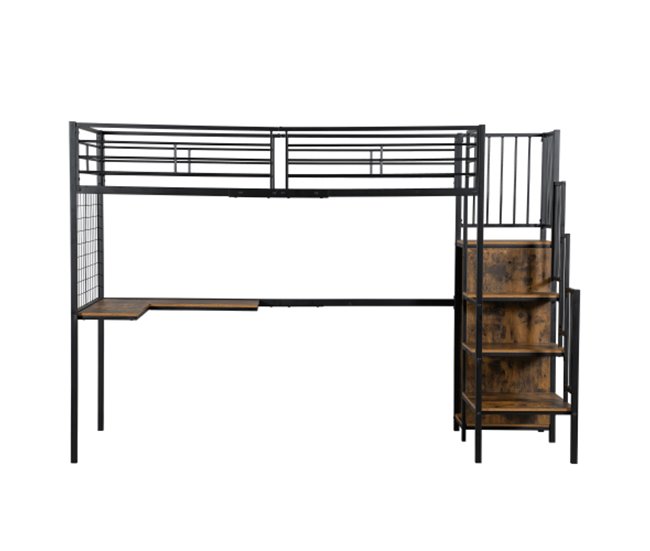 Cama alta, secretária, roupeiro 90x254