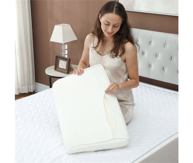 Almofada Viscoelástica Espuma Viscoelástica e Poliéster HOMCOM Cru