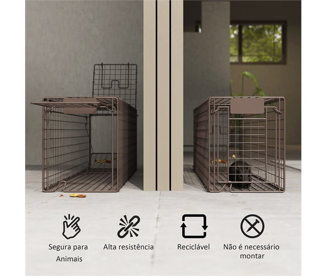 Armadilha para Animais Vivos Aço Outsunny Castanho