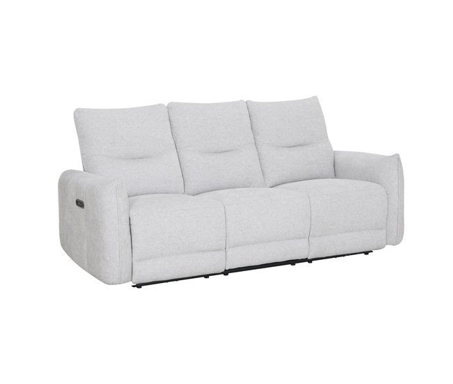 Sofá 3 lugares com 2 assentos relax elétricos DILAN cinza claro Cinza