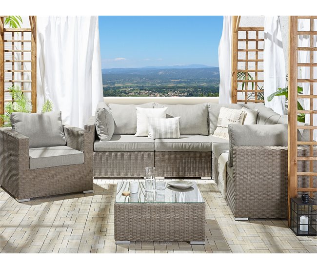 Beliani Conjunto lounge CONTARE Cinza Claro