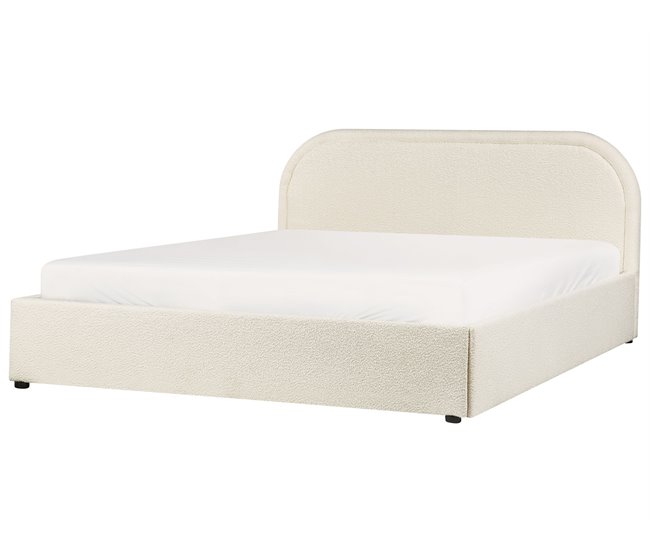 Beliani Cama com armazenamento Bouclé QUILLIEN 172x217 Bege