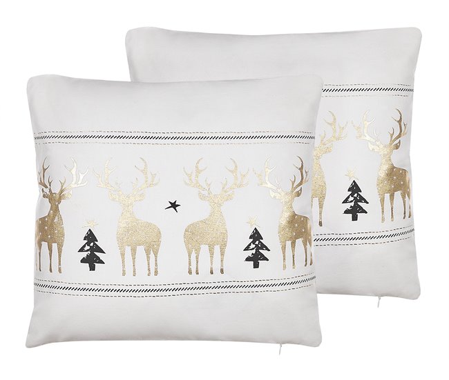 Beliani Almofada decorativa DONNER Branco/ Bege