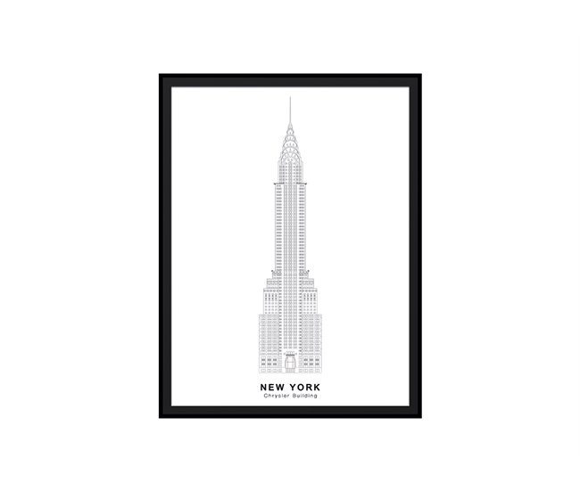 Pintura CHRYSLER BUILDING 40x30cm marca MARCOMUEBLE Branco/ Preto