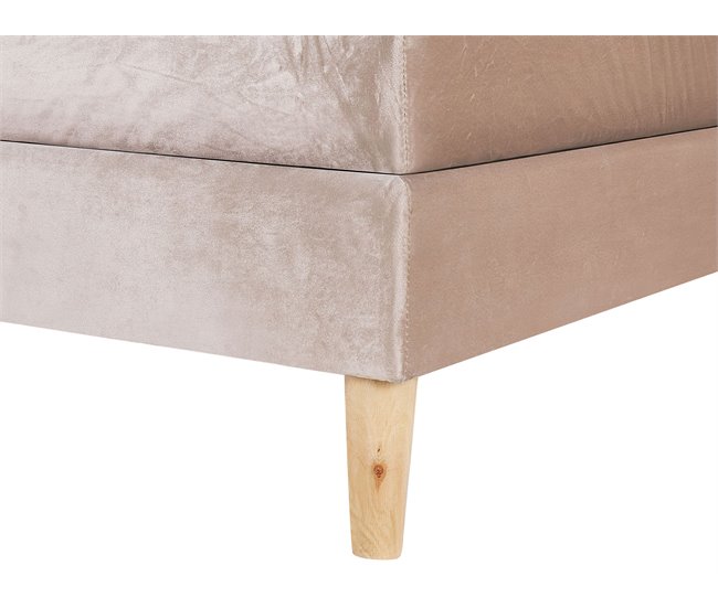 Beliani Cama continental Veludo MARQUISE 191x213 Rosa Talco