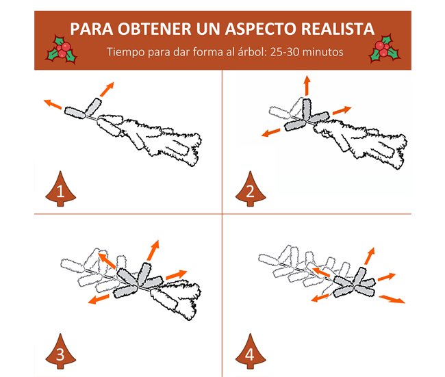 Árvore de Natal PVC, PE, Aço HOMCOM, casa - natal Verde