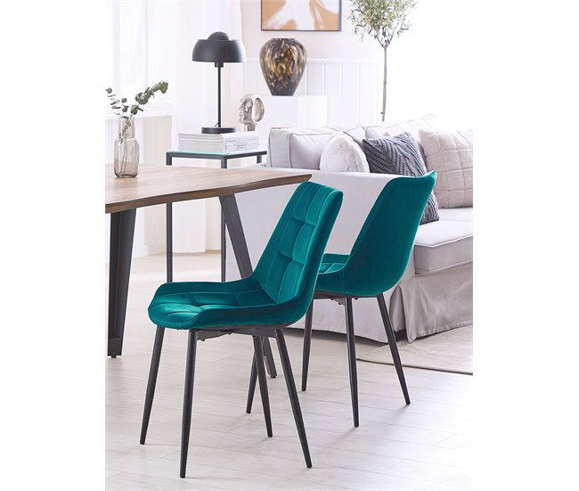 Beliani Silla de comedor MELROSE Turquesa