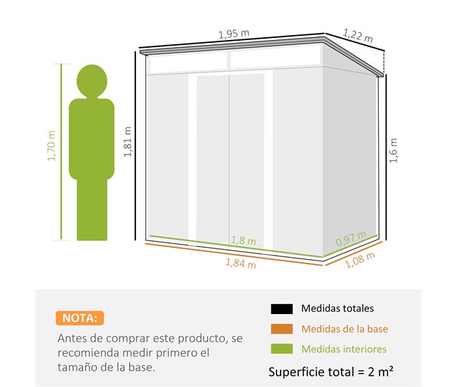 Abrigo de Jardim Aço Galvanizado Outsunny Cinza