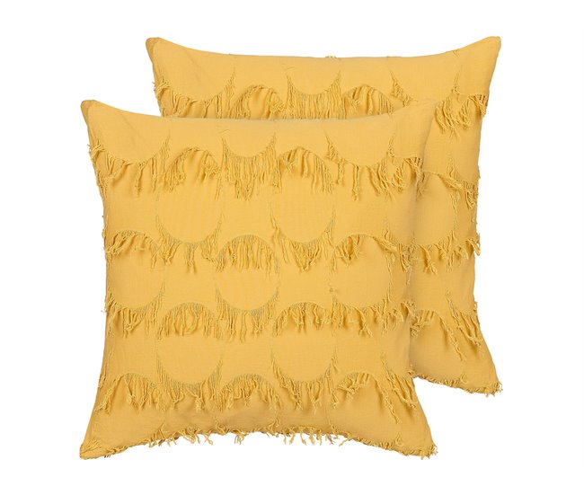Beliani Almofada decorativa AGASTACHE 45x45 Amarelo