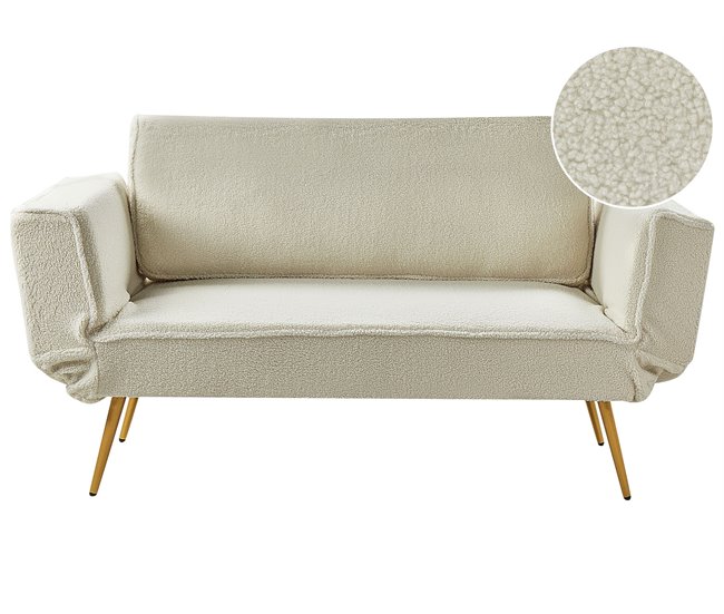 Beliani Sofá-cama Bouclé SAARELA Creme