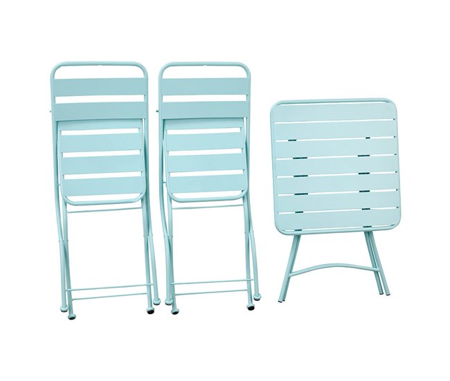 Conjunto de mesa e cadeiras dobráveis para exterior Mia Azul