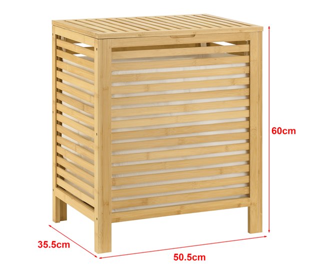 Cesto para roupa suja em bambu Skövde max 65 litros Natural