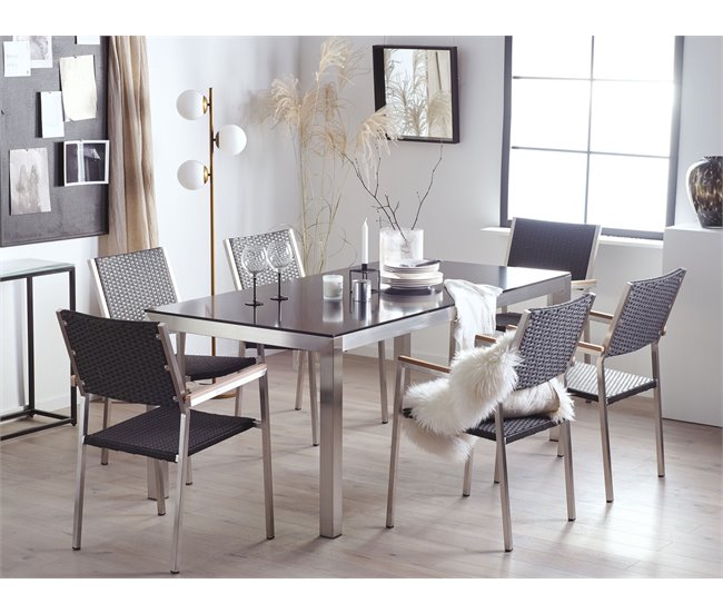 Beliani Conjunto de comedor GROSSETO Cinza