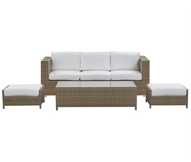 Beliani Conjunto lounge Ratan sintético BELLUNO Branco
