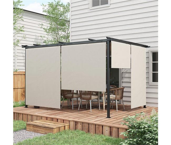 Pérgola de Exterior Poliéster e Metal Outsunny Cru