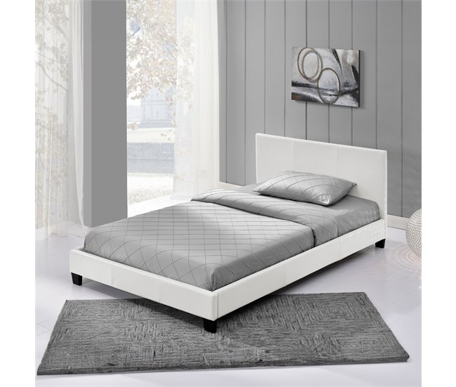 [Corium] Cama moderna em pele sintética Albacete - com colchão 149x210 Branco