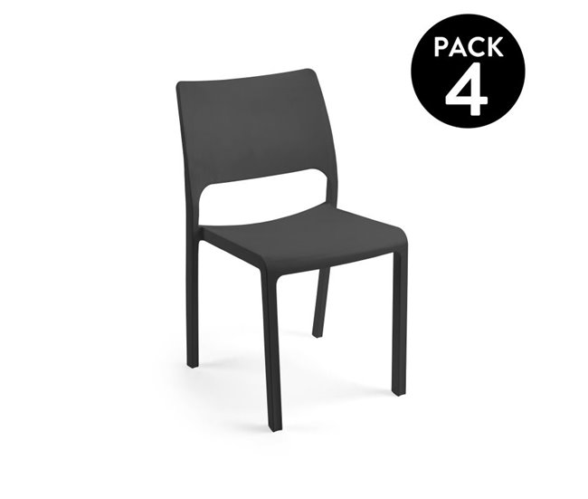  Conjunto de 4 cadeiras empilháveis Shine Cinza Escuro
