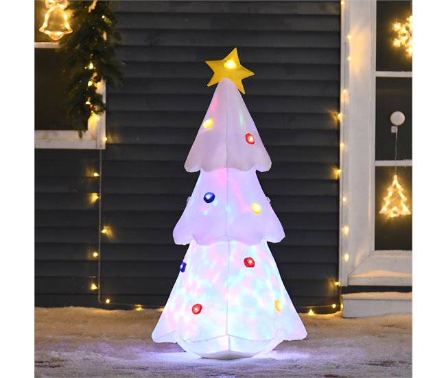 Árvore de Natal Inflável Poliéster HOMCOM, casa - natal Branco