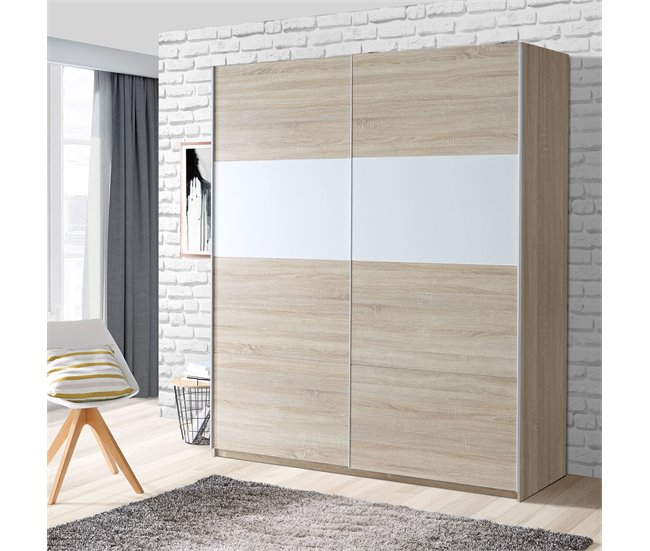 Roupeiro SKIVE portas deslizantes 170x209cm Carvalho