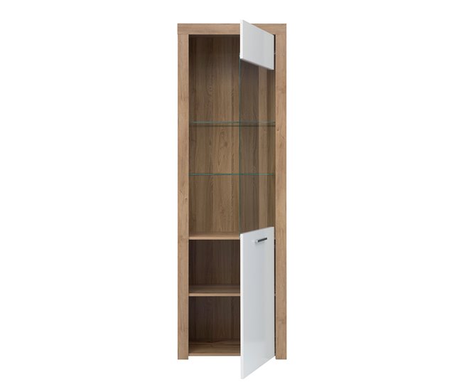 Armário expositor de 1 porta Nora Natural/ Branco