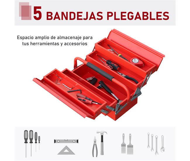 Caixa de ferramentas Aço DURHAND Vermelho