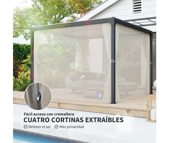 Pérgola Alumínio, Aço e Poliéster Outsunny Cru