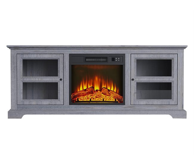 Aparador com lareira eléctrica 2000W Cinza