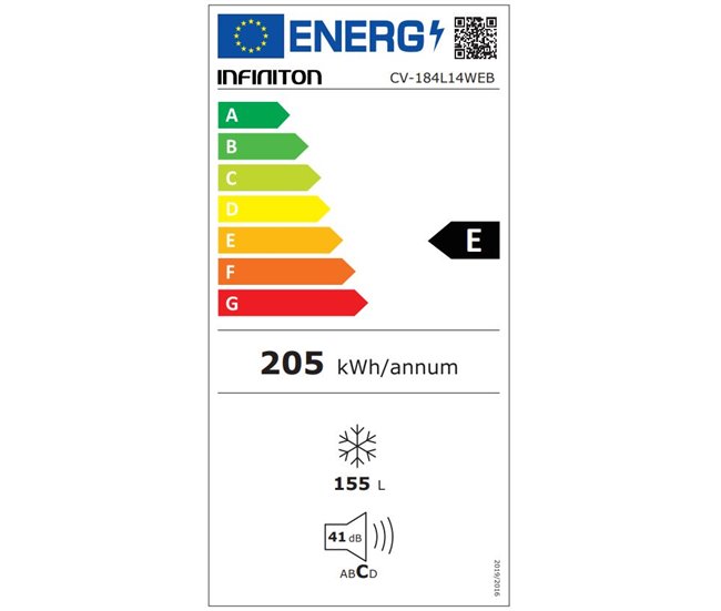 Congelador vertical Infiniton CV-184L14WEB, 155 l, E, Total No Frost Branco