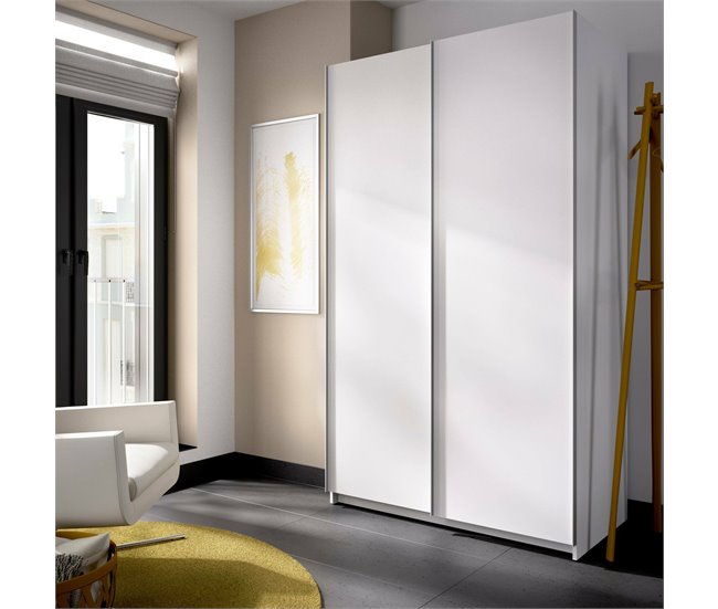 Armário 2 portas com efeito madeira Branco