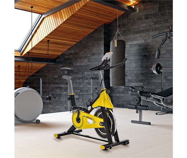 Bicicleta Estática Aço e ABS HOMCOM Preto/ amarelo