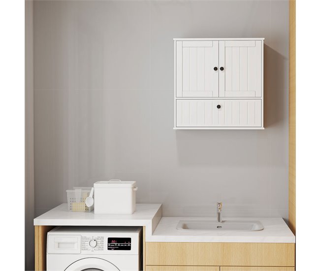Armário de Parede Casa de Banho MDF HOMCOM, casa - casa de banho Branco