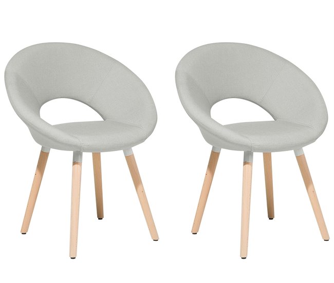 Beliani Silla de comedor ROSLYN Cinza Claro