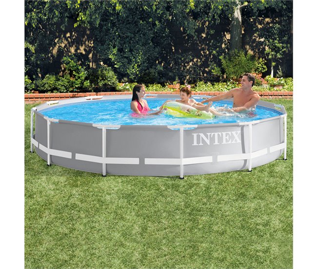 intex piscina redonda amovível prisma moldura 366x76 cm gama Cinza