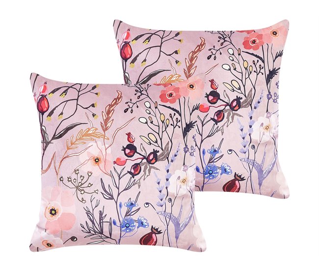 Beliani Almofada decorativa ANEMONES Rosa Talco