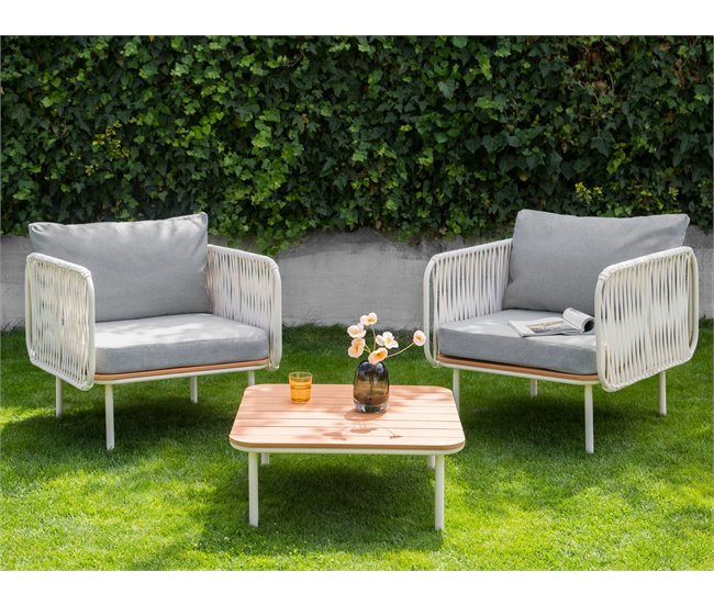 Beliani Conjunto lounge SENISE Branco/cinza