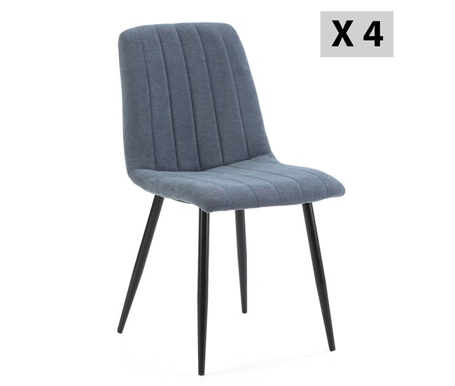  Conjunto de 4 cadeiras de jantar Sagi estofadas Azul