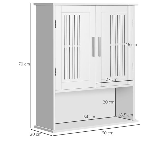 Armário de Parede Casa de Banho MDF e Liga de Alumínio kleankin Branco