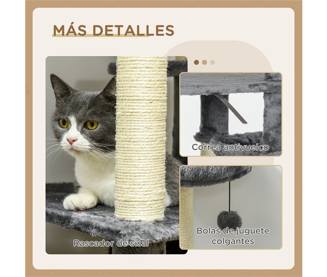 Arranhador para Gatos Aglomerado de Madeira, poliéster e Sisal Cinza