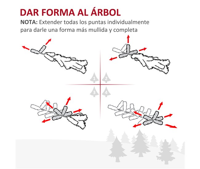 Árvore de Natal PVC, metal e plástico HOMCOM, casa - natal Rosa