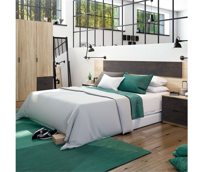 Andy Bedroom Pack guarda-roupa cabeceira mesas de cabeceira Castanho