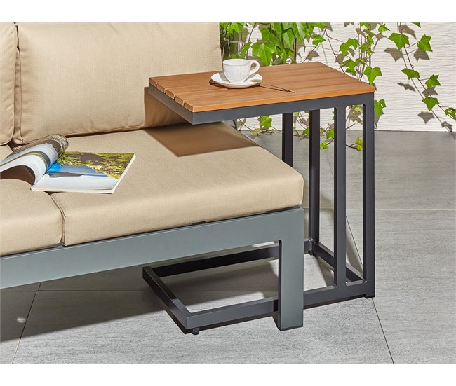 Beliani Mesa de jardim MESSINA 60x35 Preto/ Madeira